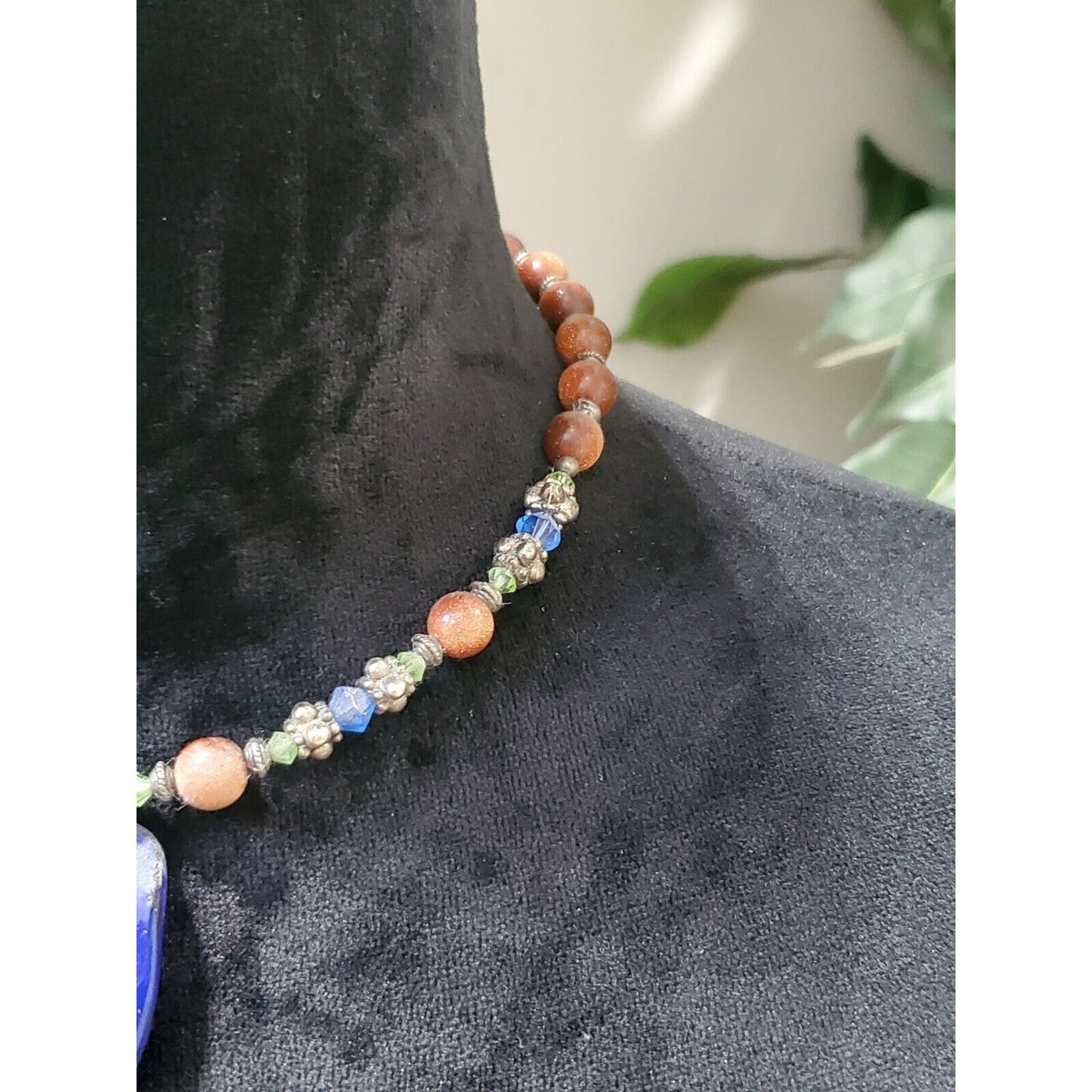 Women's Handmade Multicolor Blue Stone Choker Necklace