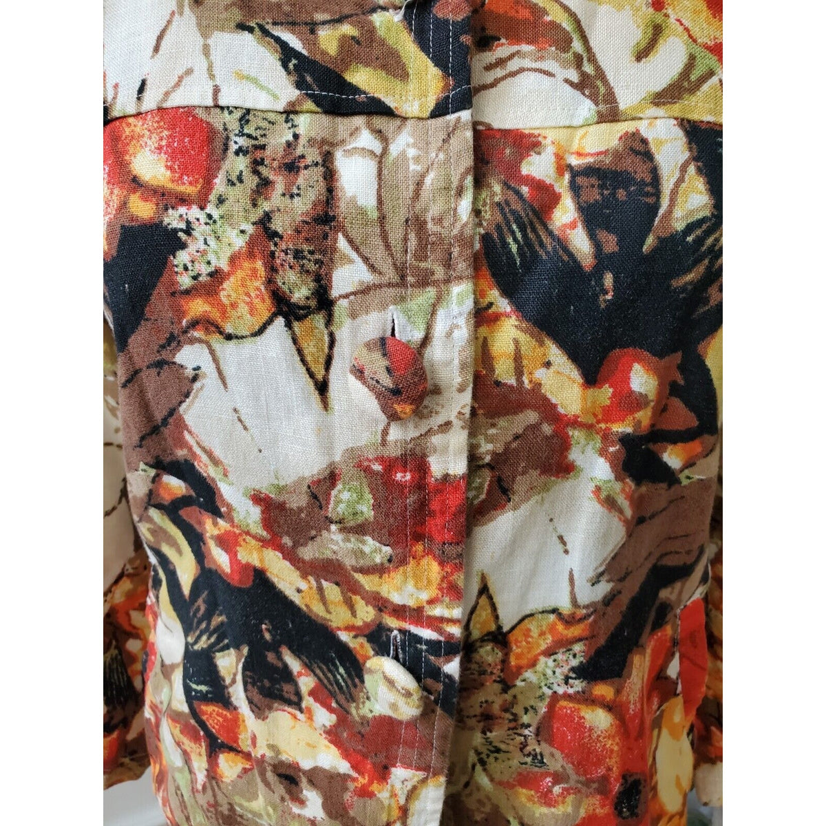 Choices Womens Multicolor Floral Long Sleeve Buttons Front Casual Jacket Size L