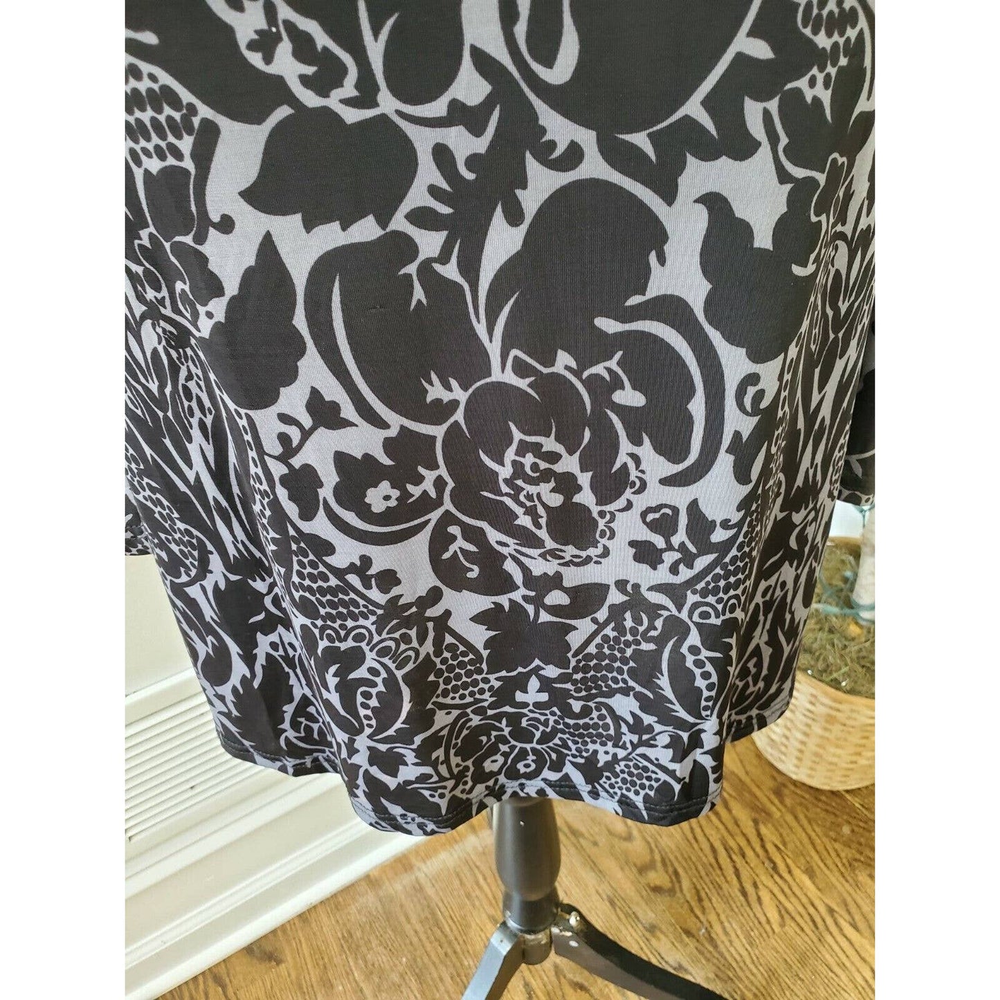 Reeborn Women Black Polyester Scoop Neck Long Sleeve Knee Length Dress Size 1XL