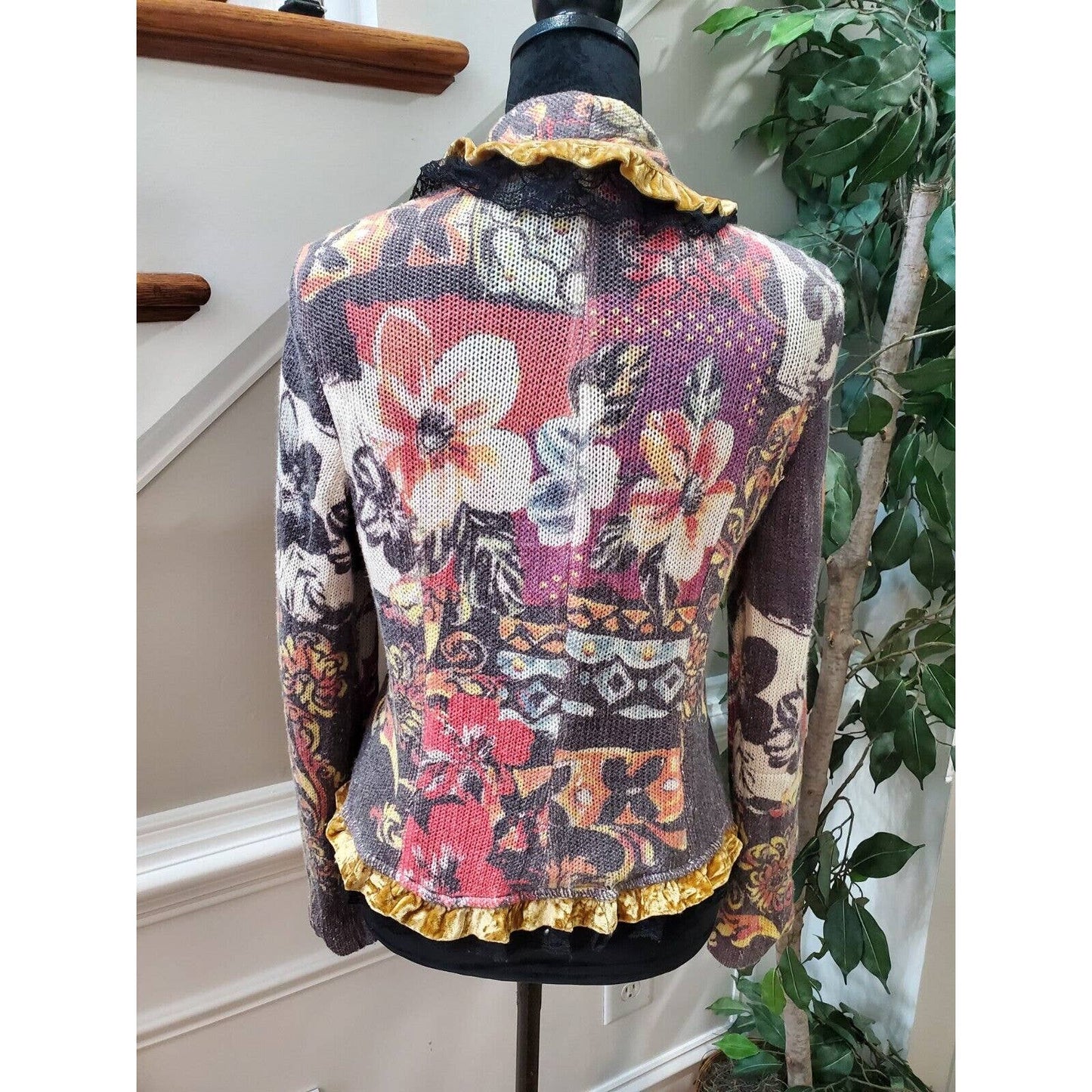 Alberto Makali Women's Floral Polyester Long Sleeve Casual Jacket Blazer Size M