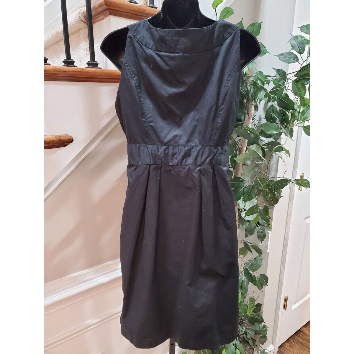 Lucy & Laurel Womens Black Round Neck Tie Waist Sleeveless Knee Length Dress 4