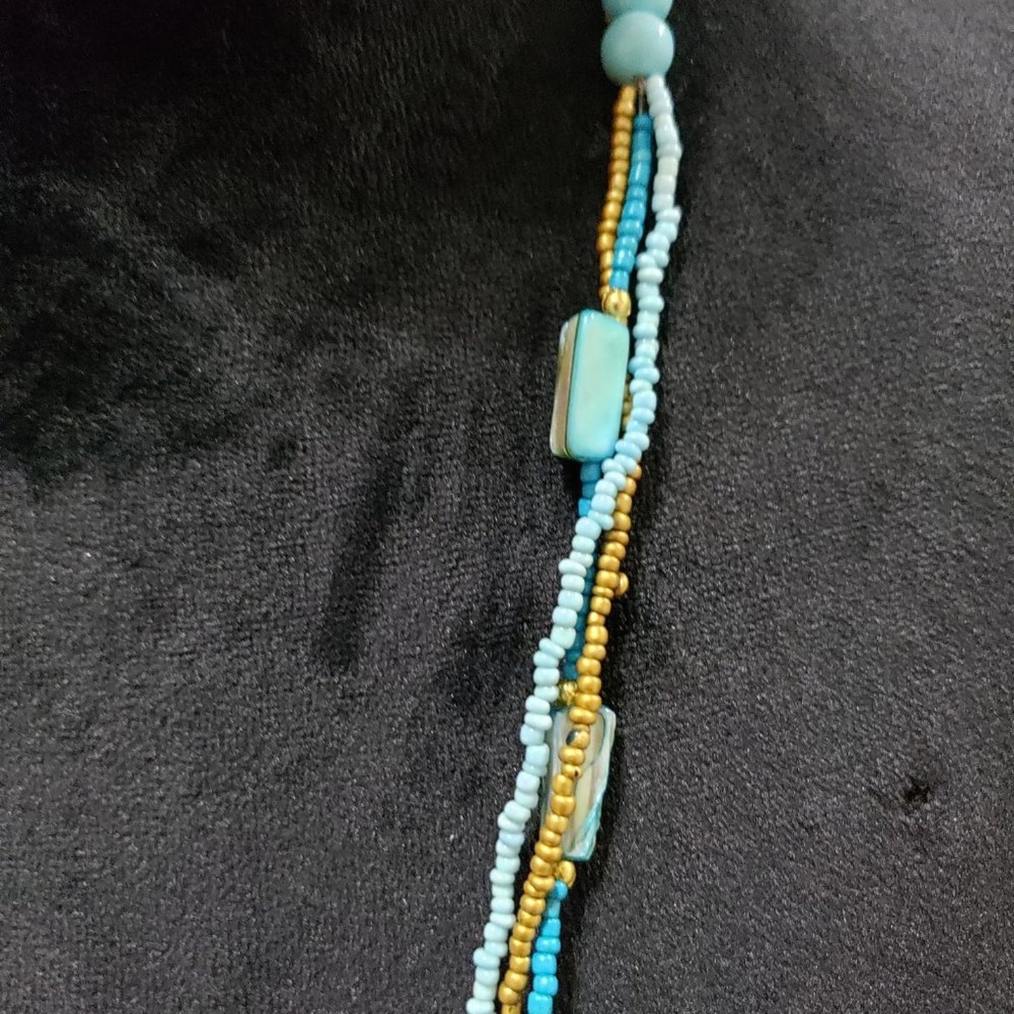Womens Modern Fashion Layering Summer Turquoise Beaded Charm Teardrop Necklace