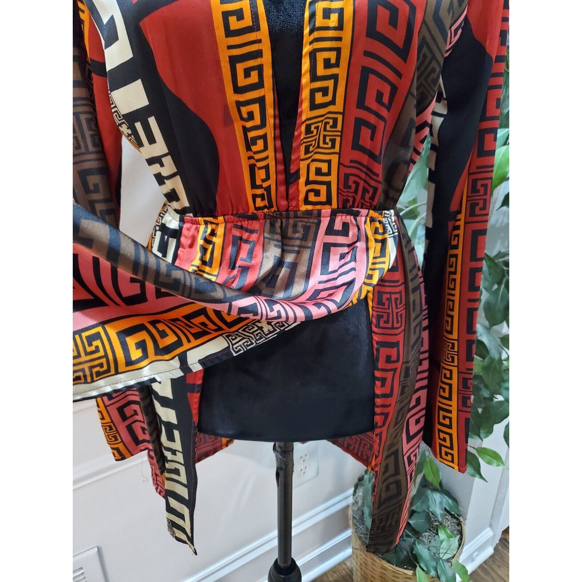 Pretty Little Thing Chocolate Brown Aztec Print Plunge Split Detail Top Dress 4