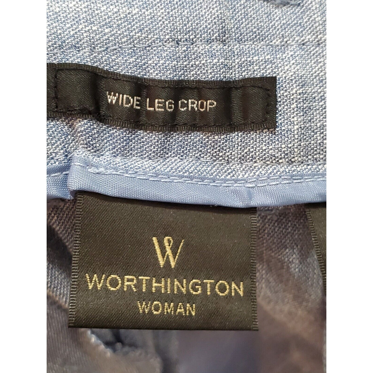 Worthington Womens Blue Solid Nylon High Waist Wide Leg Crop Pants Size 22W