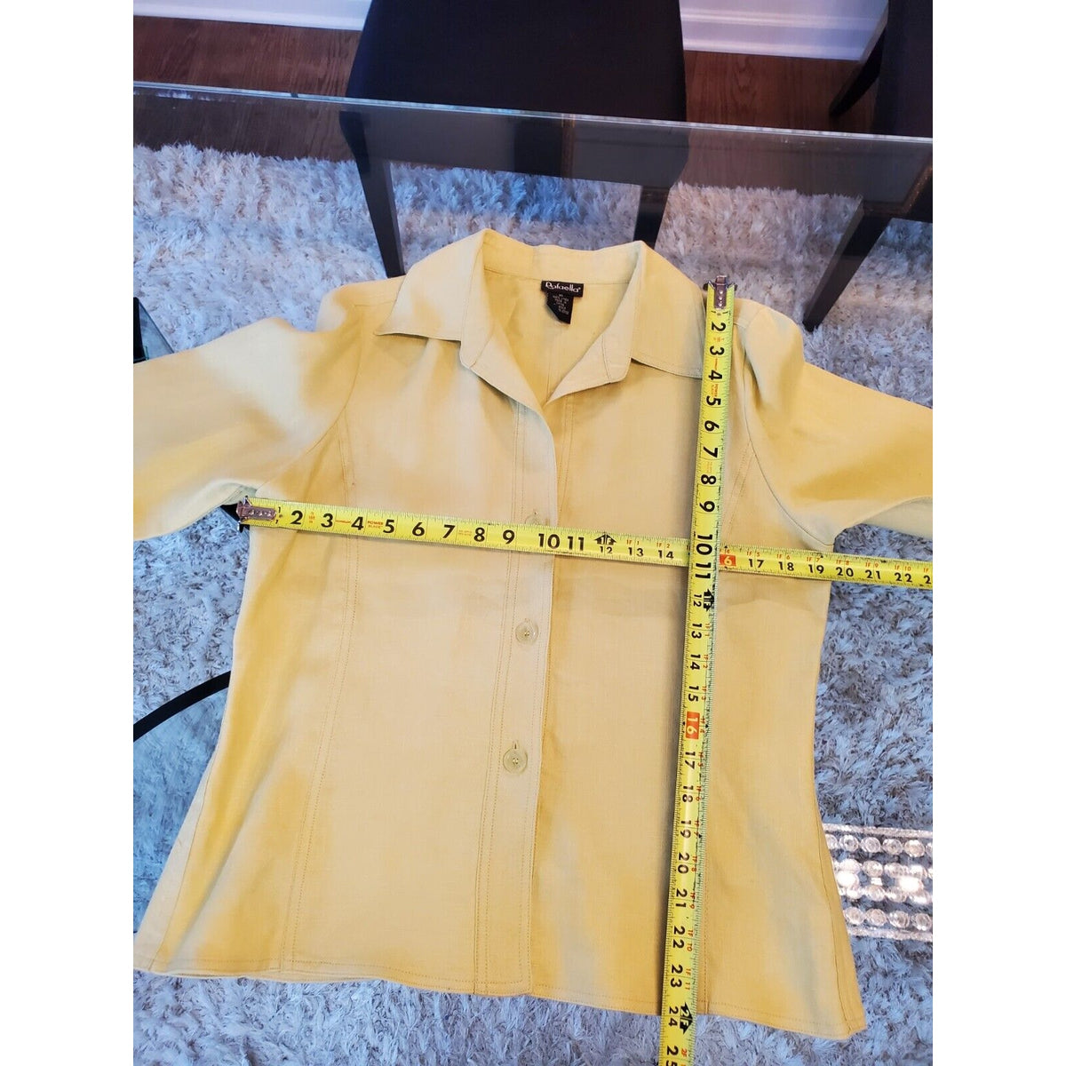 Rafaella Women's Green 100% Linen Collared Long Sleeve Button Front Jacket 10