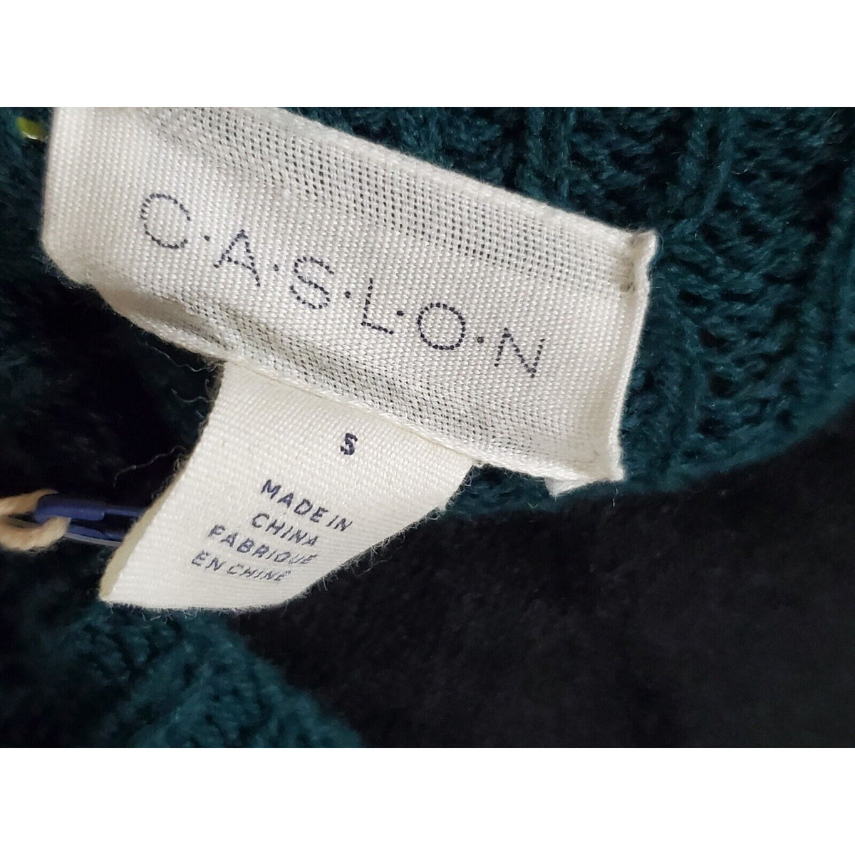 Calson Women's Green Cotton Long Sleeve Mock Neck Pullover Knit Sweater Small