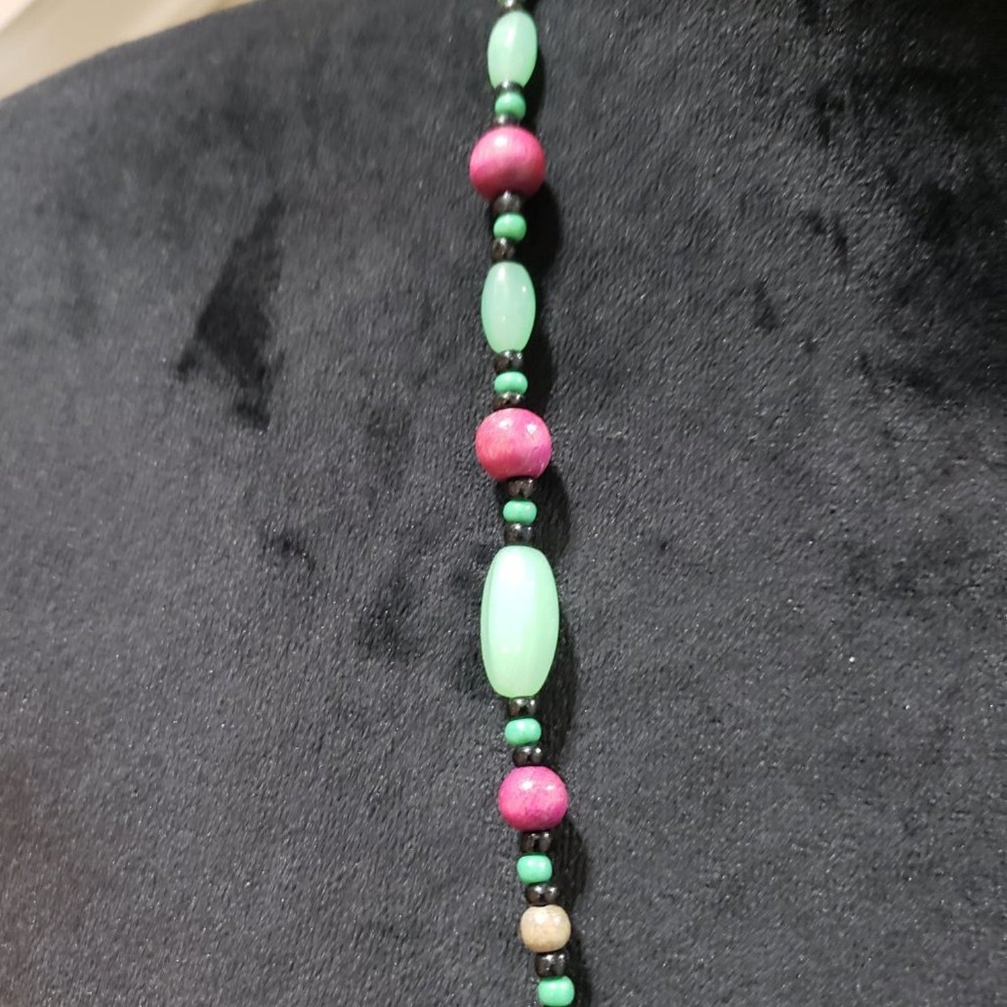 Womens Green Acrylic Stone, Garnet Triangle Colourful Beads Teardrop Necklace