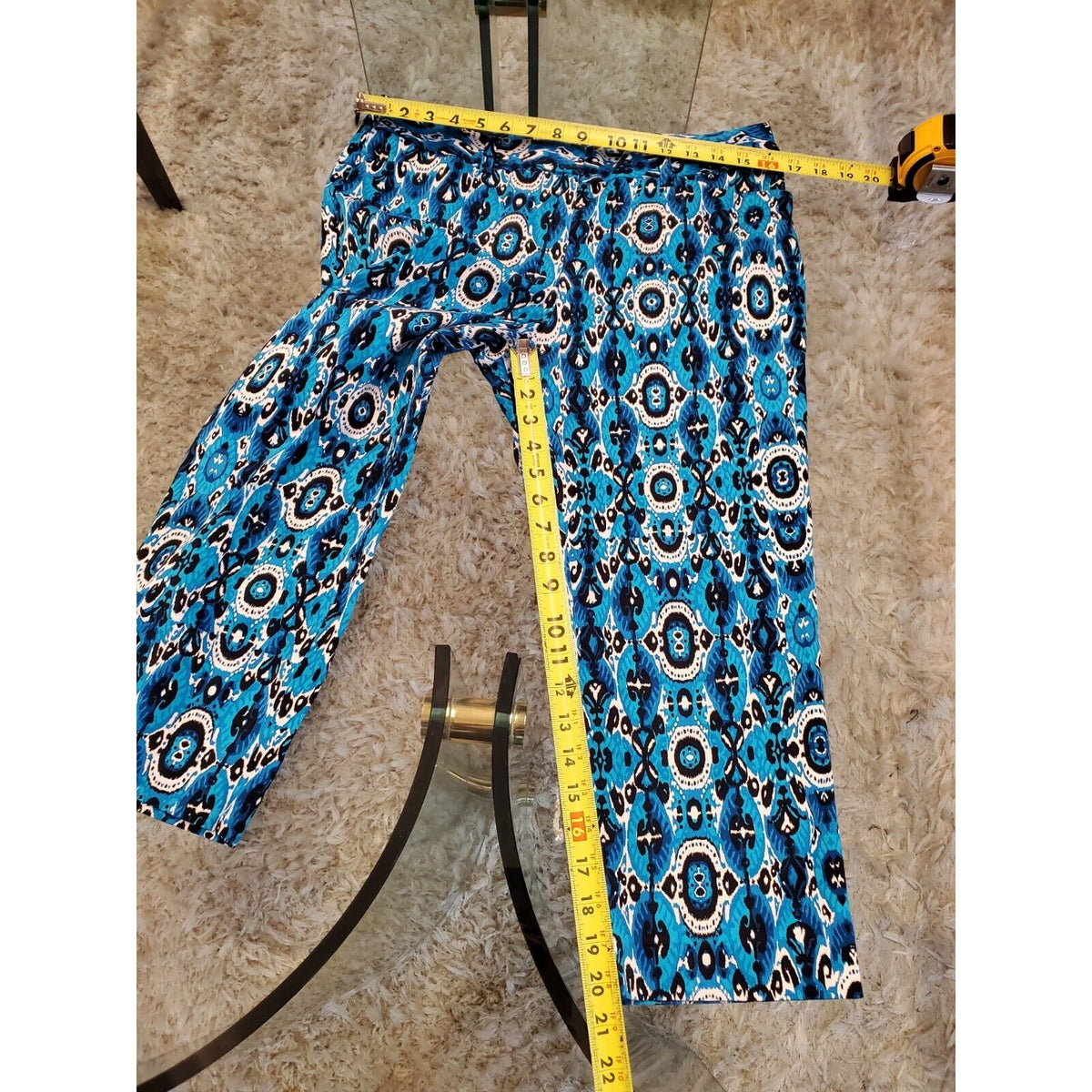 Jones New York Women Blue Cotton Stretch Casual Cropped Straight Leg Pant Size 8