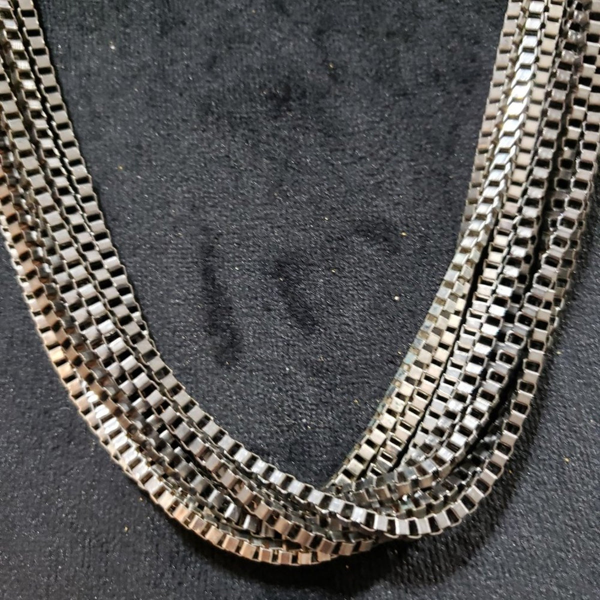 Womens Fashion Silver Tone Box Chain Multi Strand Necklace with Lobster Clasp