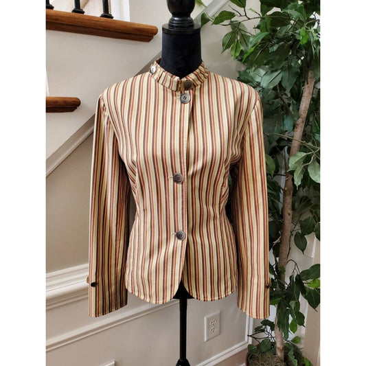 Anne Klein Women Multicolor Polyester Long Sleeve Buttons Front Jacket Blazer 14