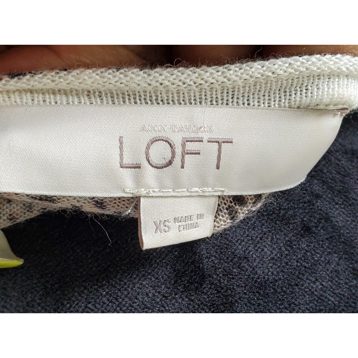 Loft Women Animal Print Beige & Black Ramie Long Sleeve Button Front Cardigan XS