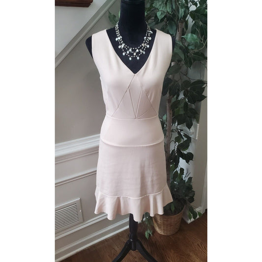 Jennifer Lopez Women's Beige Polyester V-Neck Sleeveless Knee Length Dress 10