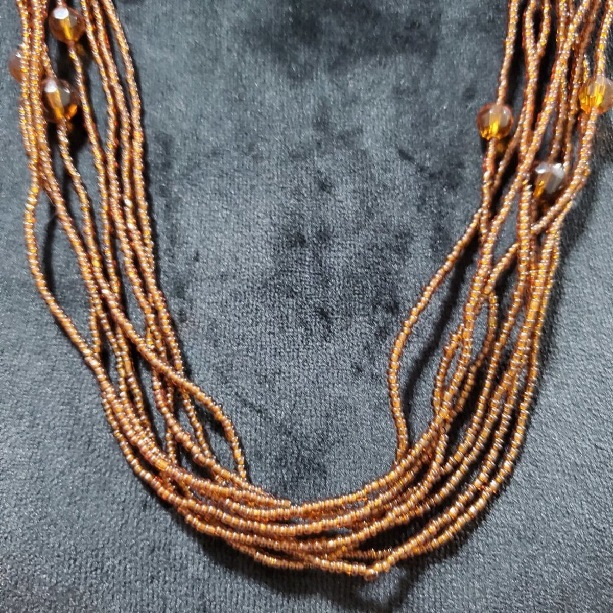 Women's Brown Multilayer Round Beaded with Lobster Clasp Jewelry Necklace