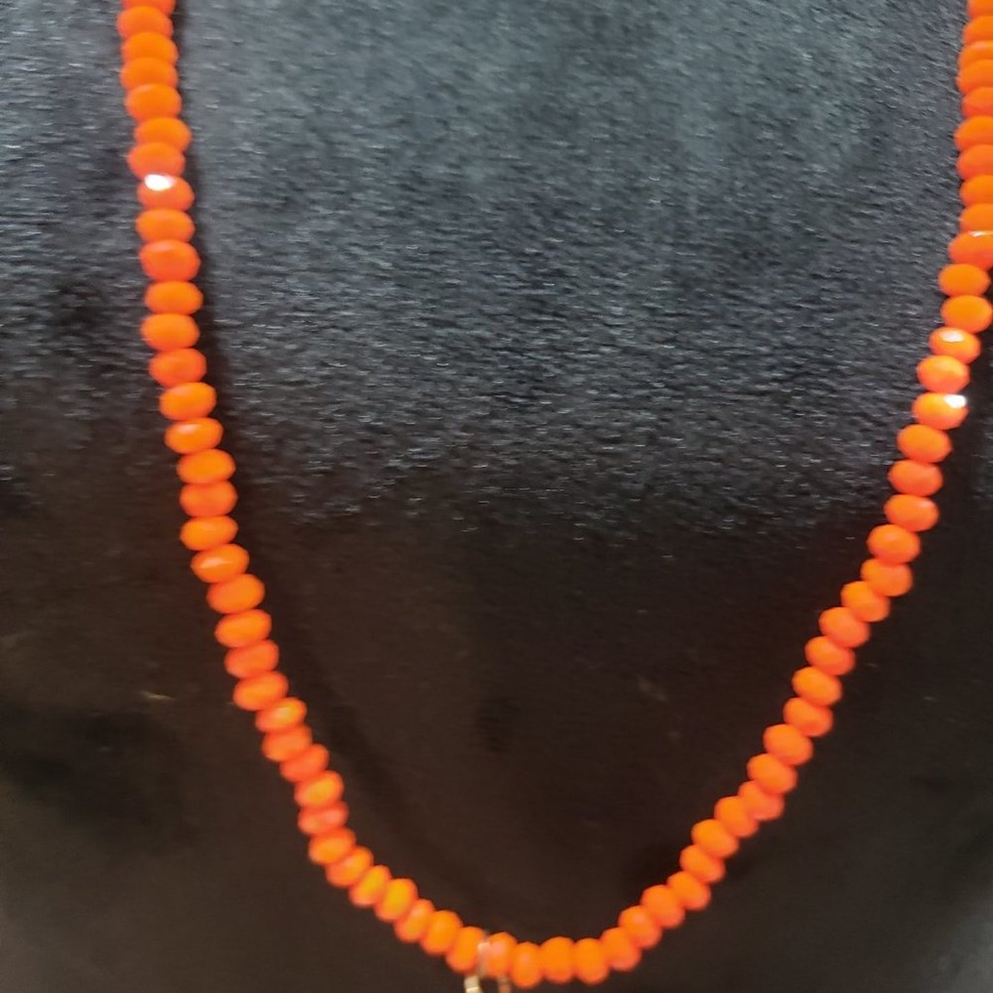 Women's Barb Orange Neon Crystal Beaded Hand knotted Lobster Clasp Necklace