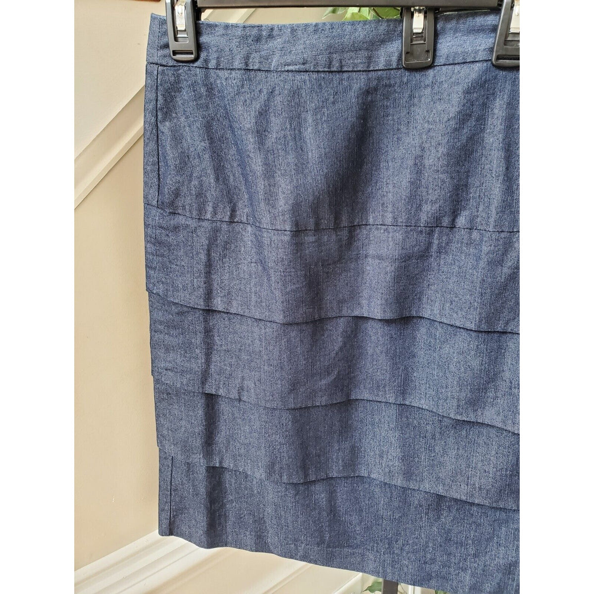 Larry Levine Womens Blue Cotton Stretch Side Zip Straight Knee Length Skirt 20W