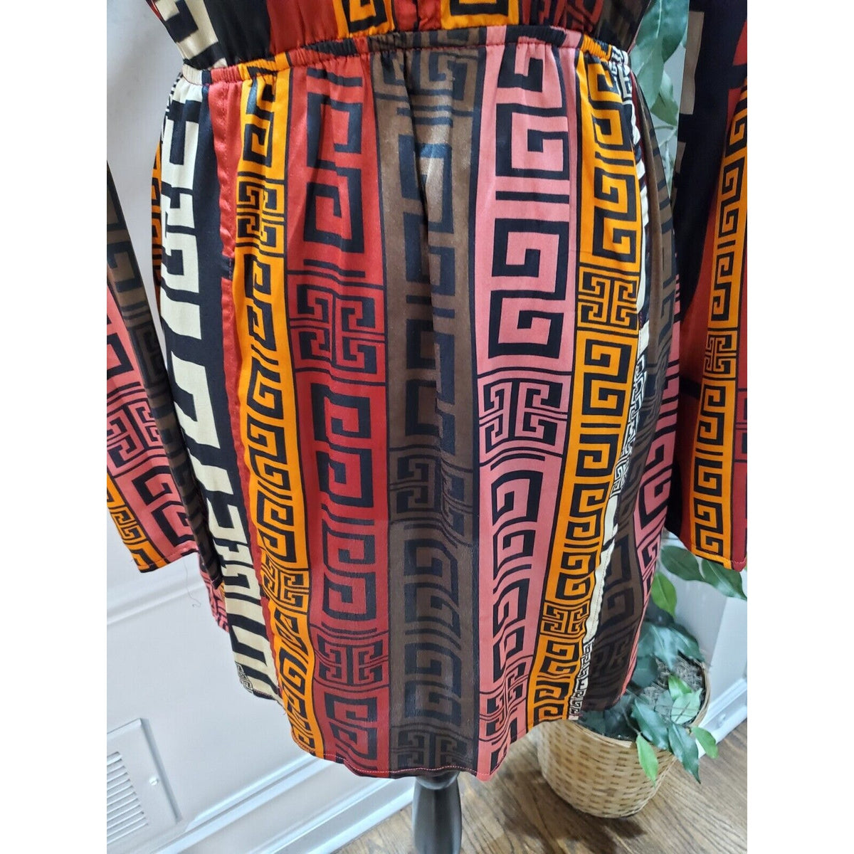Pretty Little Thing Chocolate Brown Aztec Print Plunge Split Detail Top Dress 4
