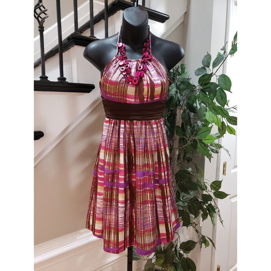 Jodi Kristopher Women's Multicolor Plaid Sleeveless Knee Length Dress Size 1/2