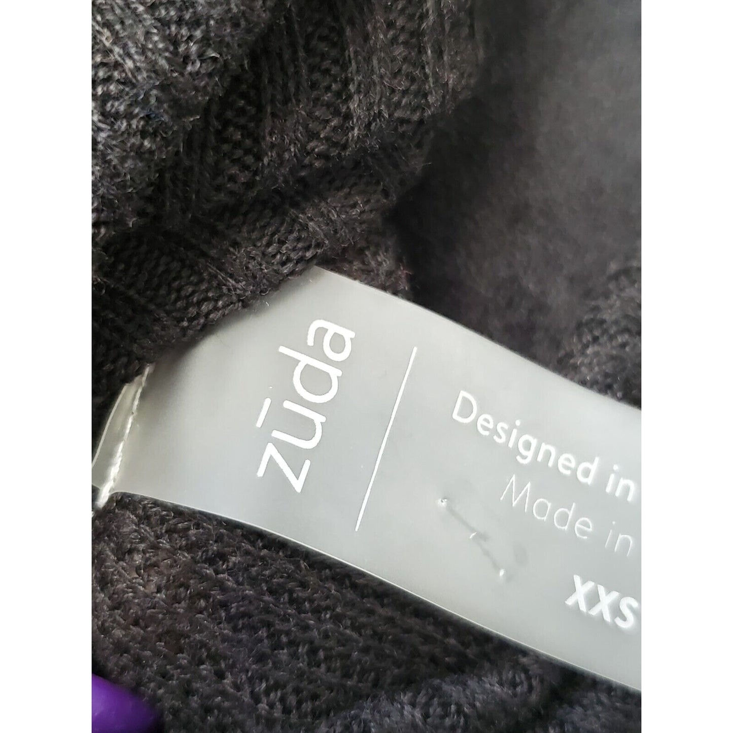 Zuda Women Black Viscose Turtle Neck Long Sleeve Pullover Knit Sweater Size 2XS