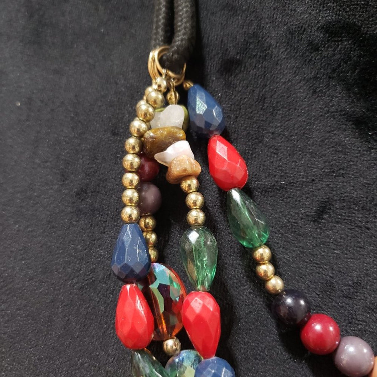Women's Multicolored Four Strand Beads Lobster Clasp Statement Necklace