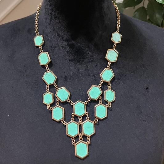 Womens Beautiful Turquoise Noah's Ark Enamel Statement Necklace with Lobster
