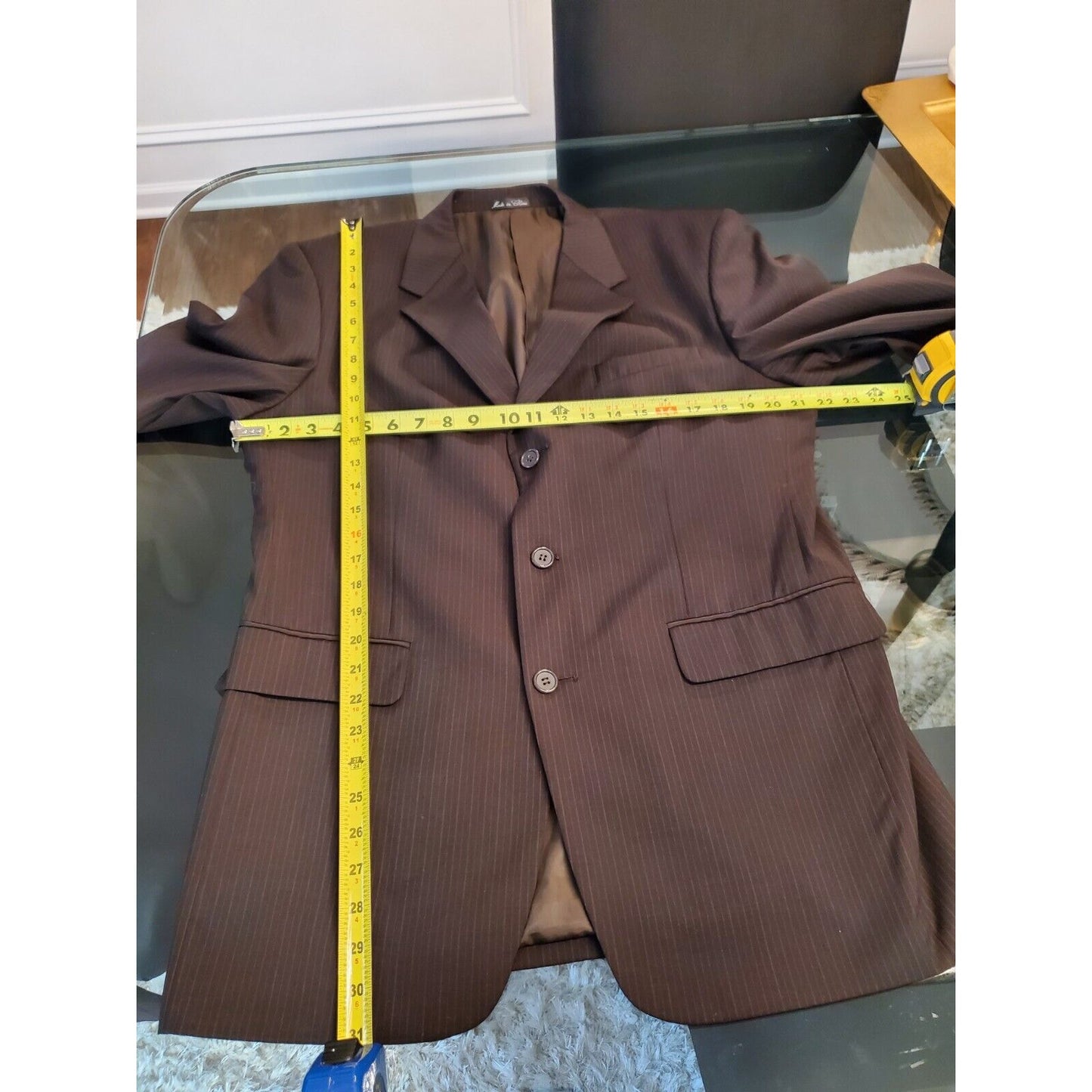 Lineage Men's Brown Lined Wool Single Breasted Blazer & Pant 2 Piece Suit 44X31