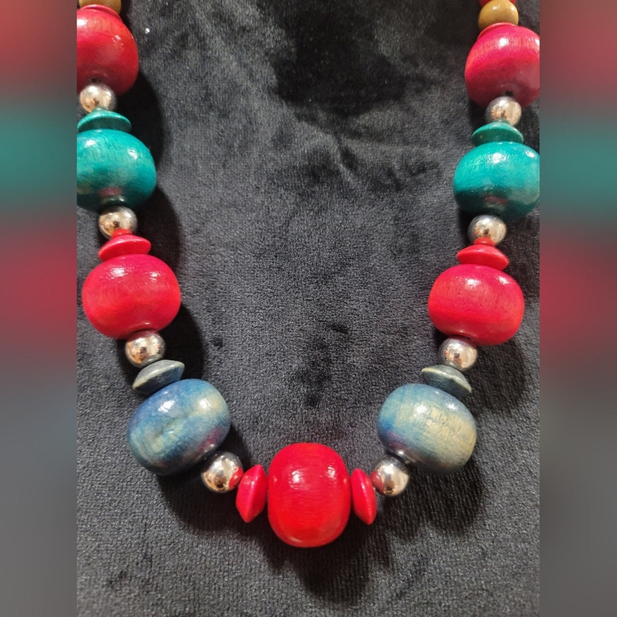 Multicolor Wooden Stone Necklace