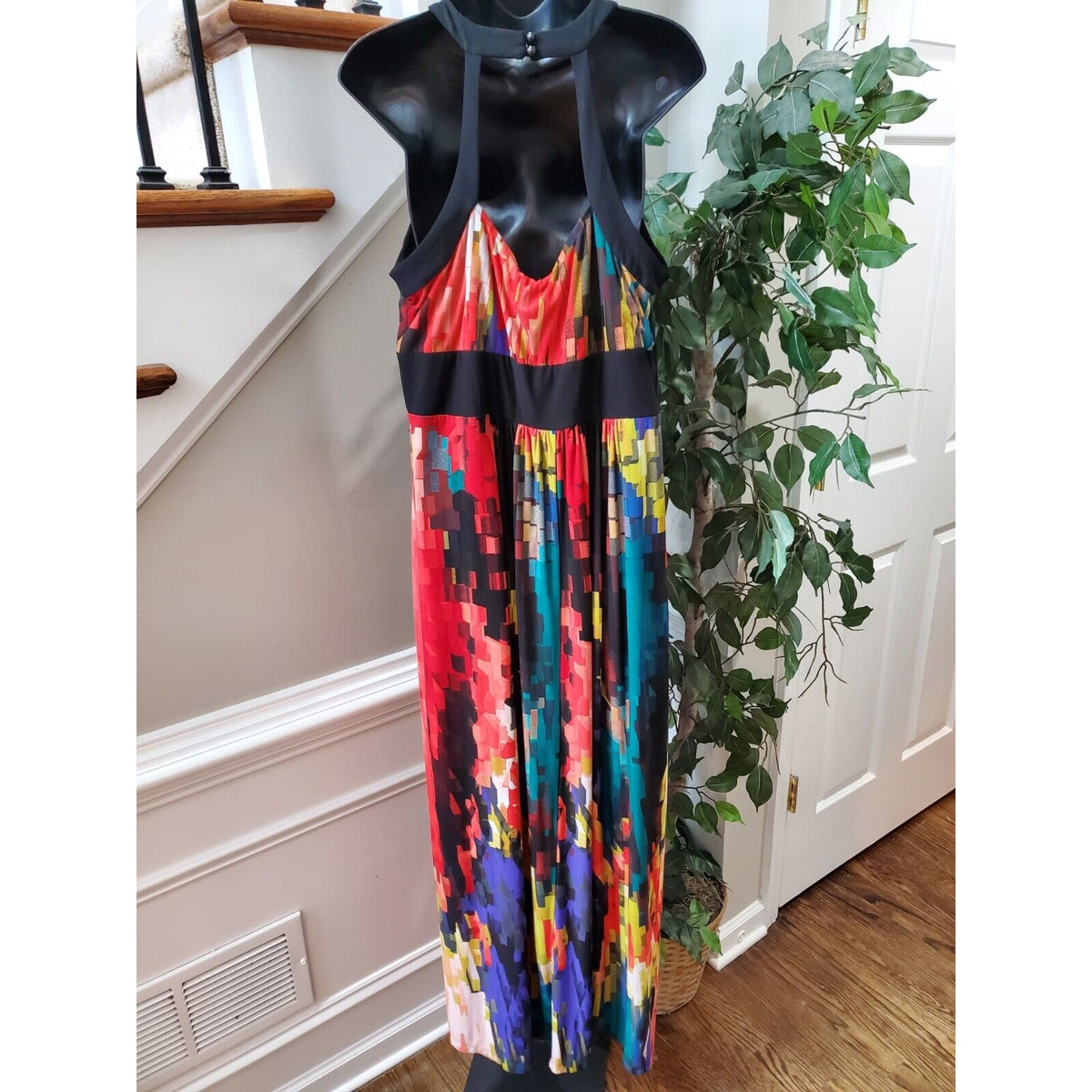 Ronni Nicole Women Multicolor Polyester Round Neck Sleeveless Long Maxi Dress 16