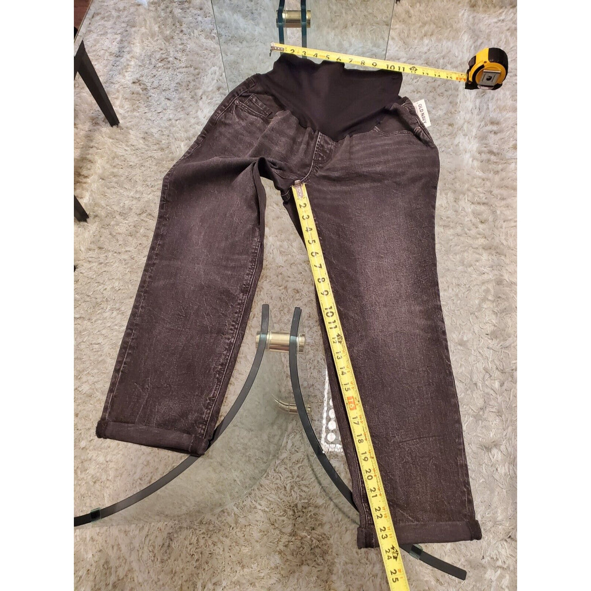 Old Navy Women's Black Cotton Pockets Maternity Straight Leg Capri Jeans Size 8S
