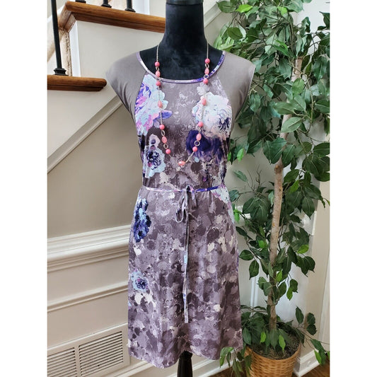 Simply Vera Vera Wang Womens Gray Floral Round Neck Knee Length Dress Size XS