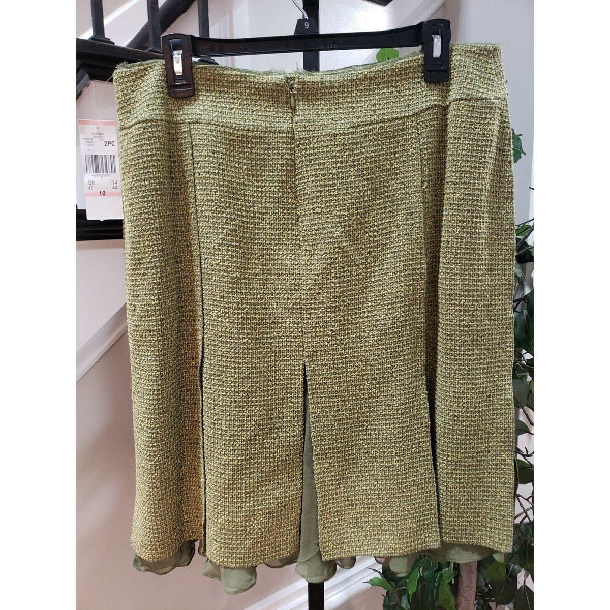 Anne Klein Women's Green Polyester Casual Back Zipper Knee Length Skirts Size 10