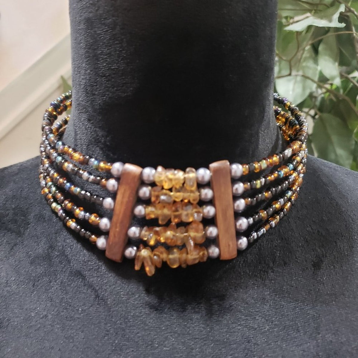 Womens Fashion Multicolor Ancient Layered Beaded Choker Necklace
