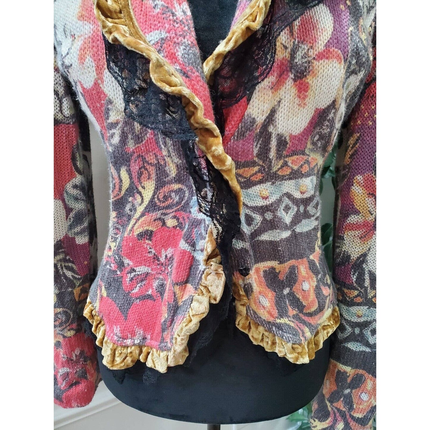 Alberto Makali Women's Floral Polyester Long Sleeve Casual Jacket Blazer Size M