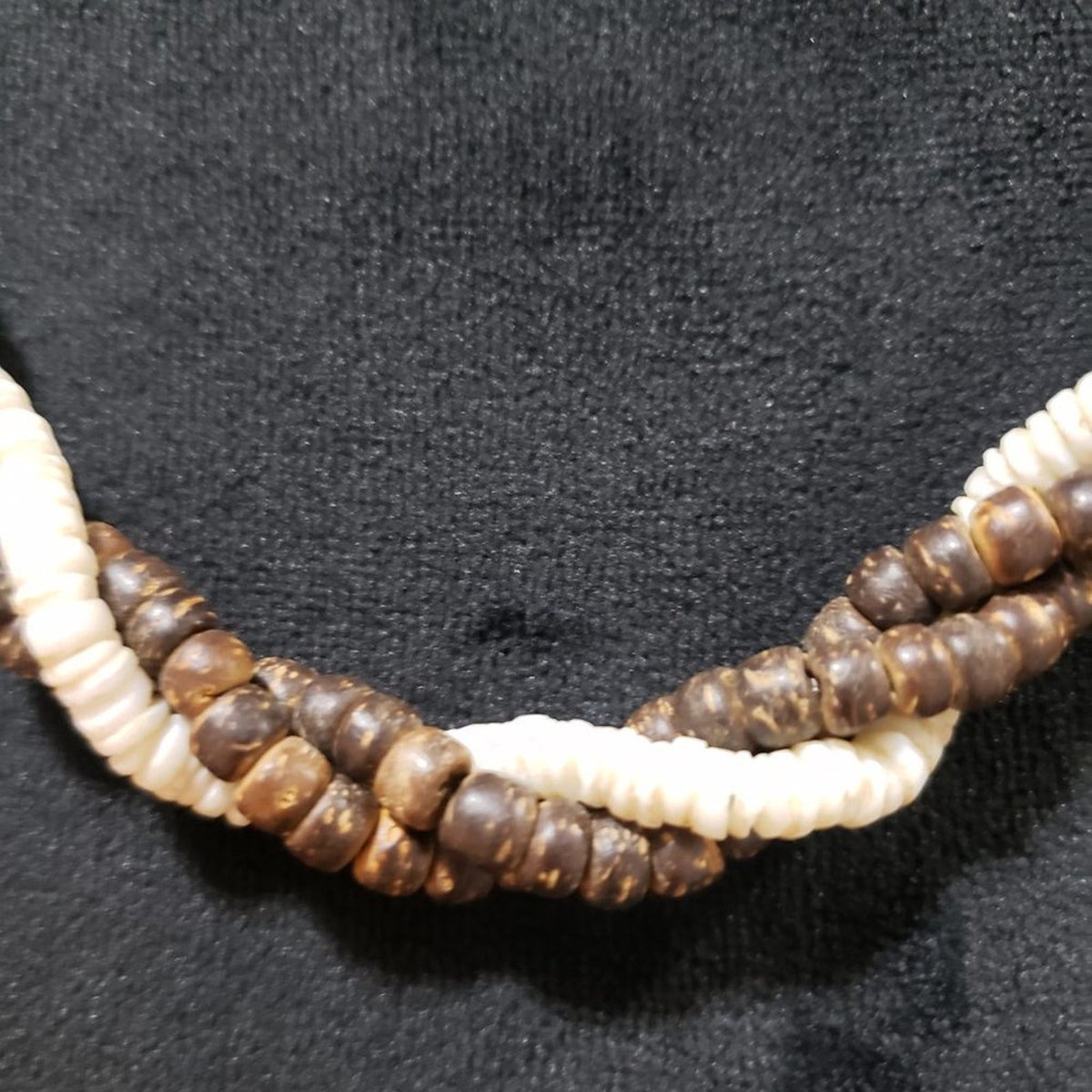 Womens Fashion Wooden & Glass Beaded Braided Collar Necklace with Magnetic Clasp