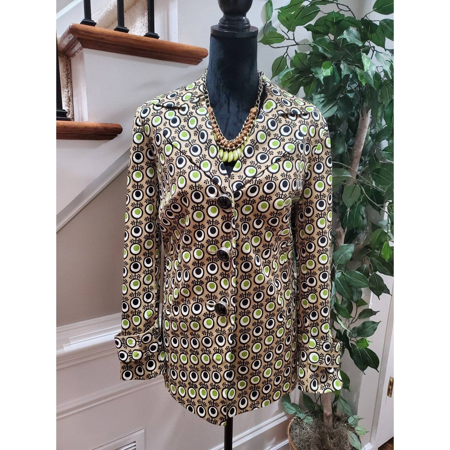 RQT Women's Multicolor Cotton Long Sleeve Single Breasted Blazer Size Medium