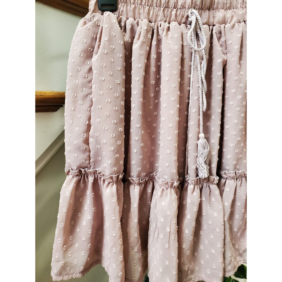 Simplee Womens Pink Elastic Waist Pleated Ruffle A-Line Mini Skirt Size Small
