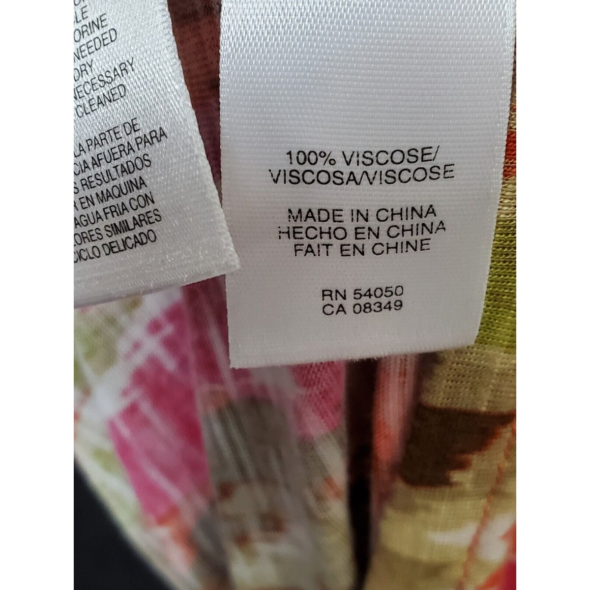 Jones New York Women Multicolor Viscose Scoop Neck Long Sleeve Top Blouse Size M