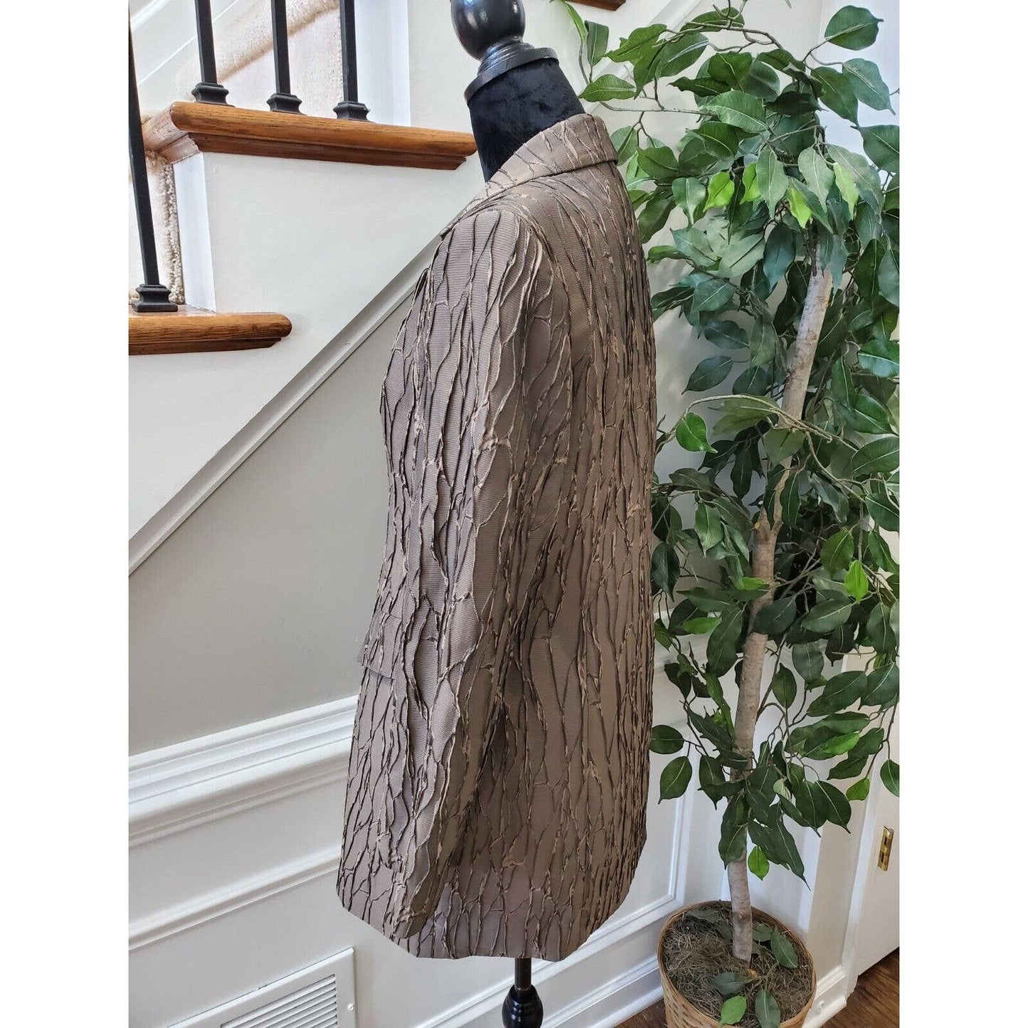 Vintage Serge Dana Brown Polyester Long Sleeve Single Breasted Fitted Blazer 40