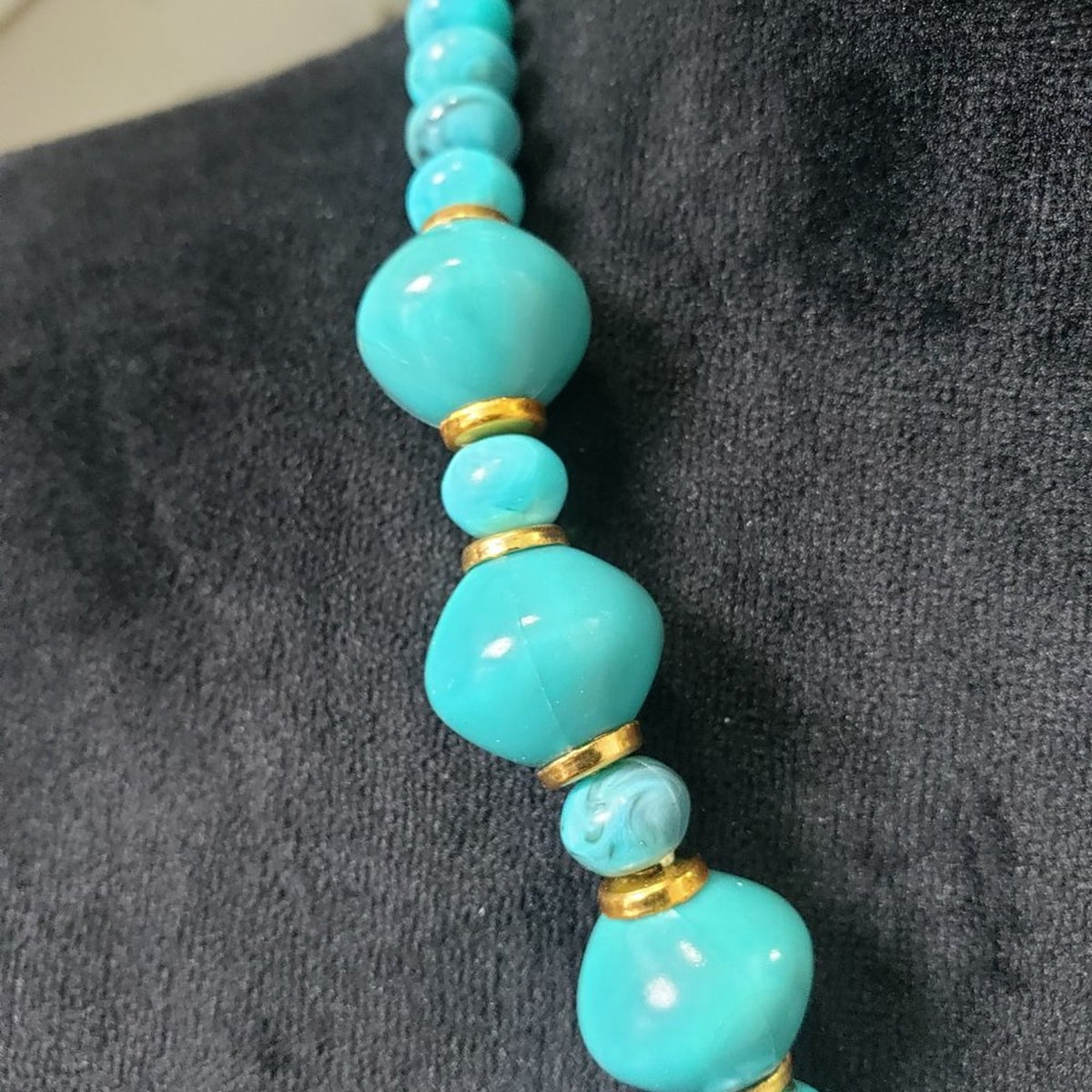 Women's Fashion Blue Turquoise Stone Beaded Collar Necklace with Lobster Clasp