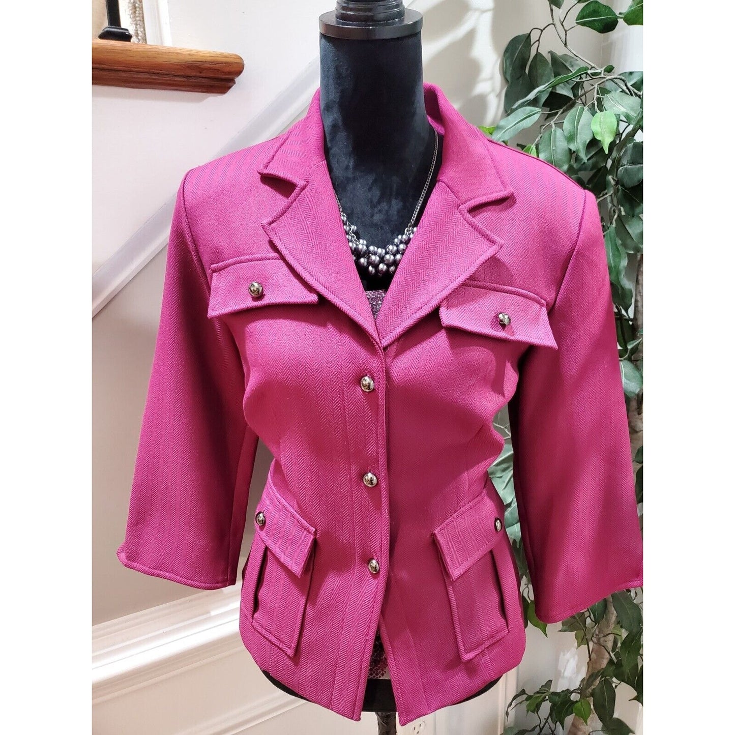 R&K Women Purple 100% Polyester Single Breasted Long Sleeve Top & Coat Size 10