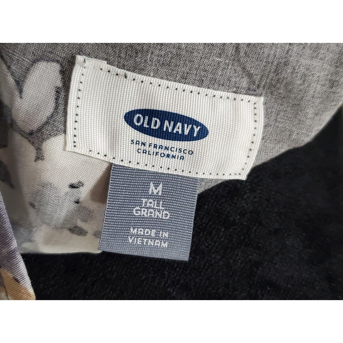 Old Navy Women's Black Floral Rayon Round Neck Long Sleeve Knee Length Dress M