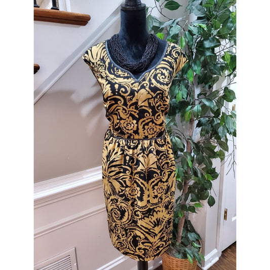 Lane Bryant Women's Yellow Sweetheart Neck Sleeveless Knee Length Dress Size 18