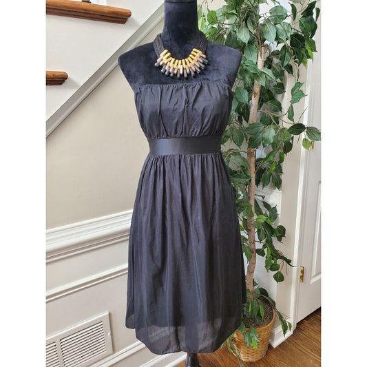 Gap Women's Black Solid Cotton Off The Shoulder Casual Knee Length Dress Size 12