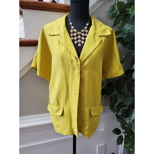 Coldwater Creeks Women's Yellow Silk Single Breasted Short Sleeve Blazer 20-22