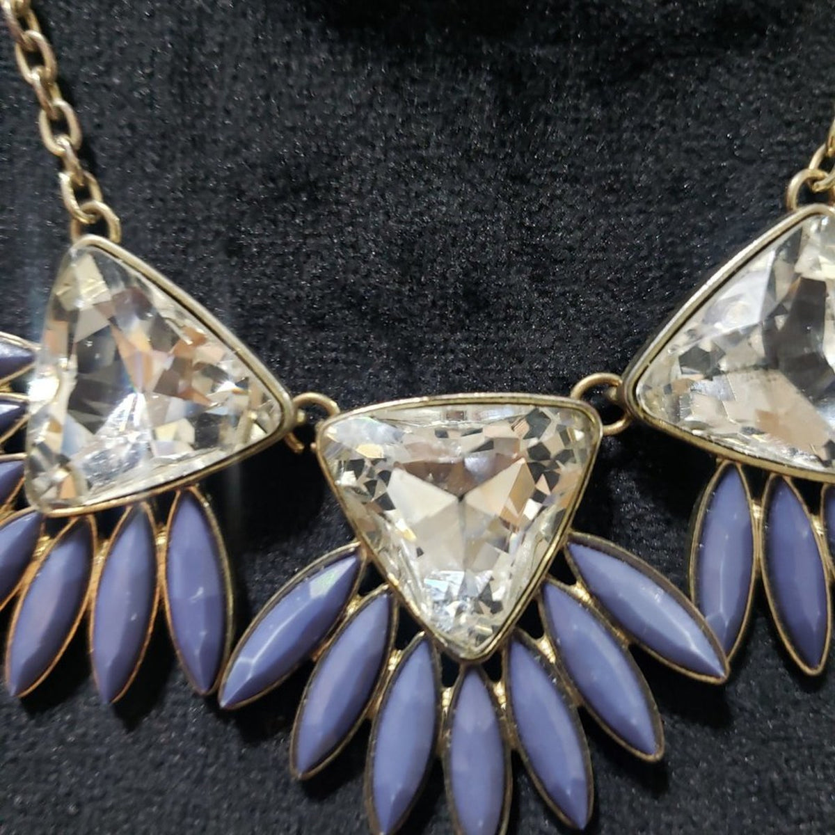 Womens Crystal Stones Purple Tear Drop Pendant Fashion Necklace