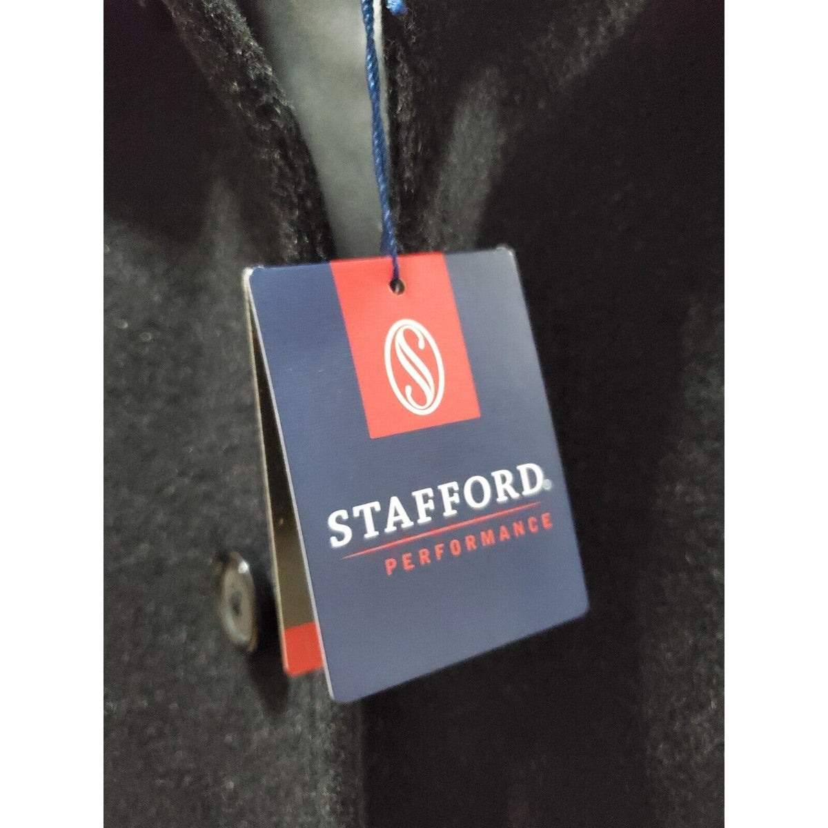 Stafford Mens Black Solid Long Sleeve Collared Button Front Casual Coat Size 38R