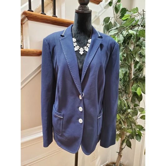 Bloomingdale's Basler Women Blue Polyester Long Sleeve Single Breasted Blazer 52
