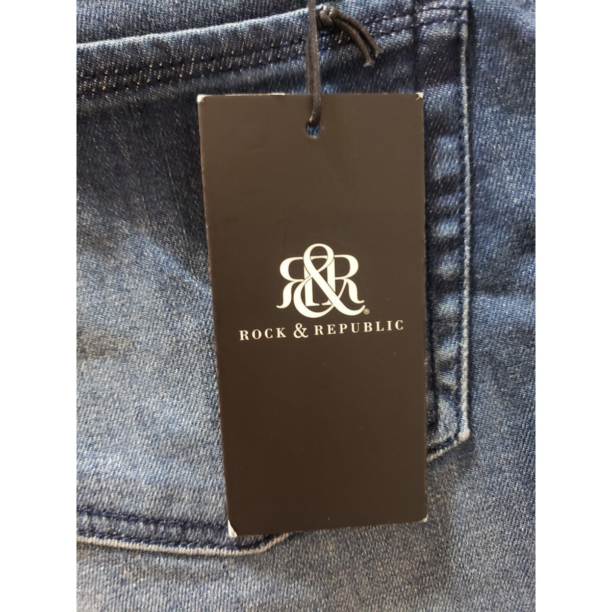 Rock & Republic Womens Lala Blue Denim Studded Cotton Straight Leg Shorts Size 8