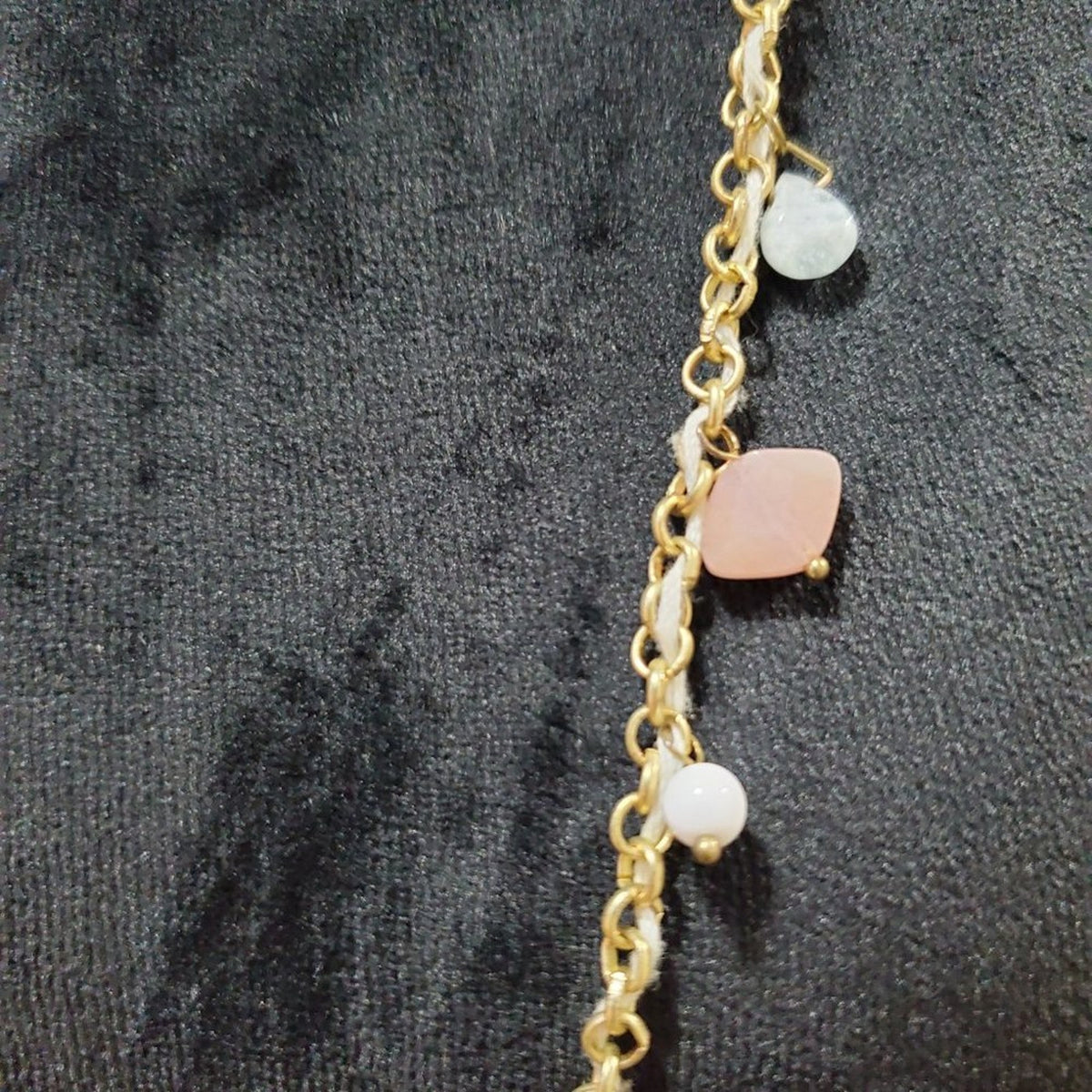 Womens White & Pink Stunning Pearl Gold Plated Earring Chain Necklace