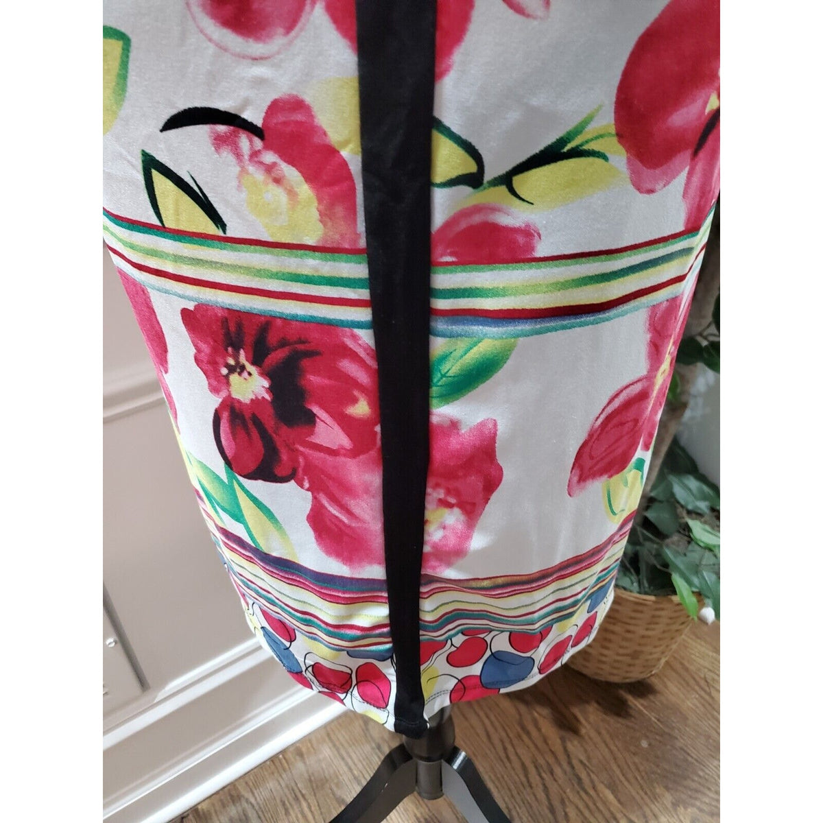 JSP Women Red & White Polyester Round Neck 3/4 Sleeve Knee Length Dress Size 2X