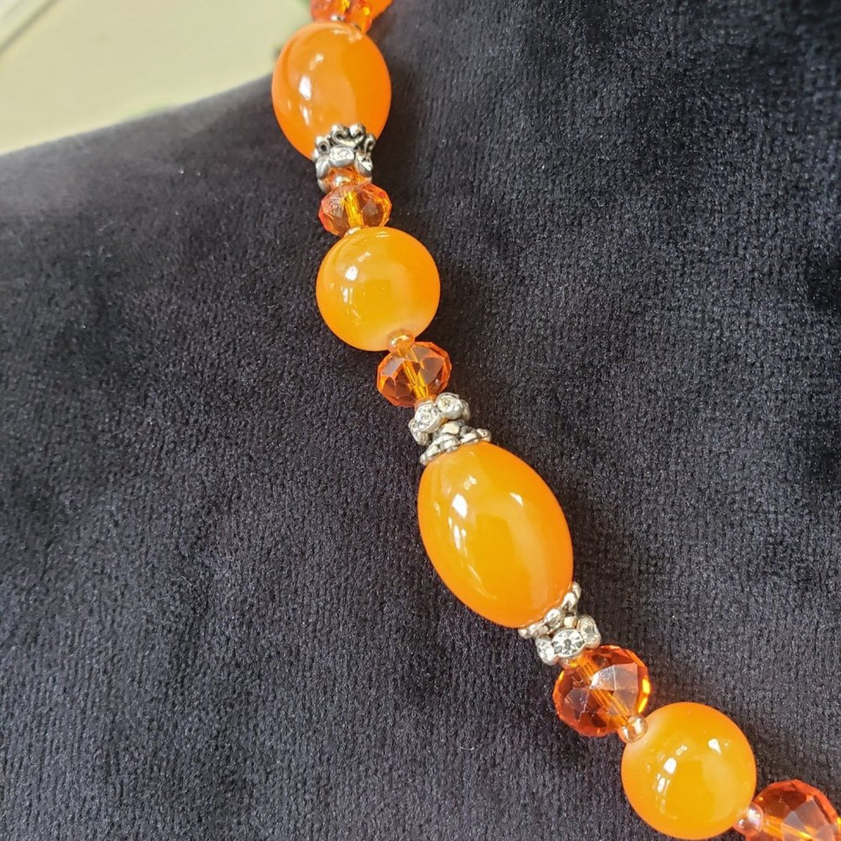 Women's Fashion Orange Crystal Yellow Beaded Choker Necklace